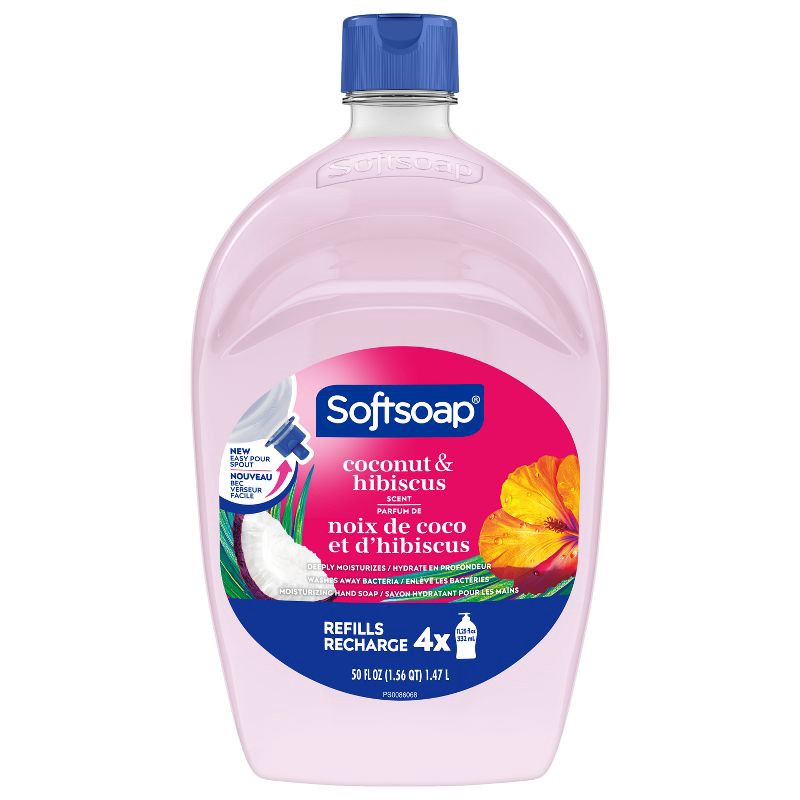 slide 11 of 17, Softsoap Moisturizing Liquid Hand Soap Refill - Coconut & Hibiscus - 50 fl oz, 50 fl oz