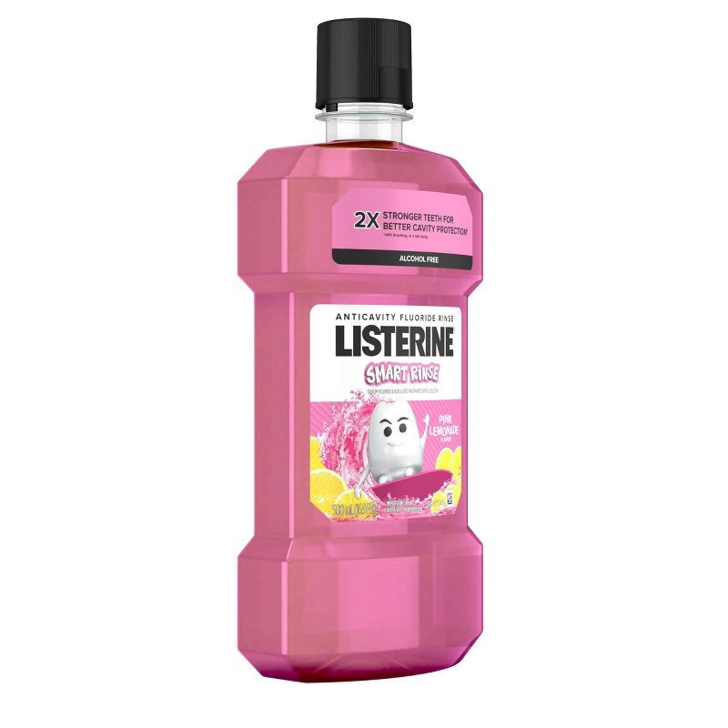 slide 4 of 5, Listerine Smart Rinse Kids Fluoride Mouthwash Pink Lemonade - 500ml, 500 ml