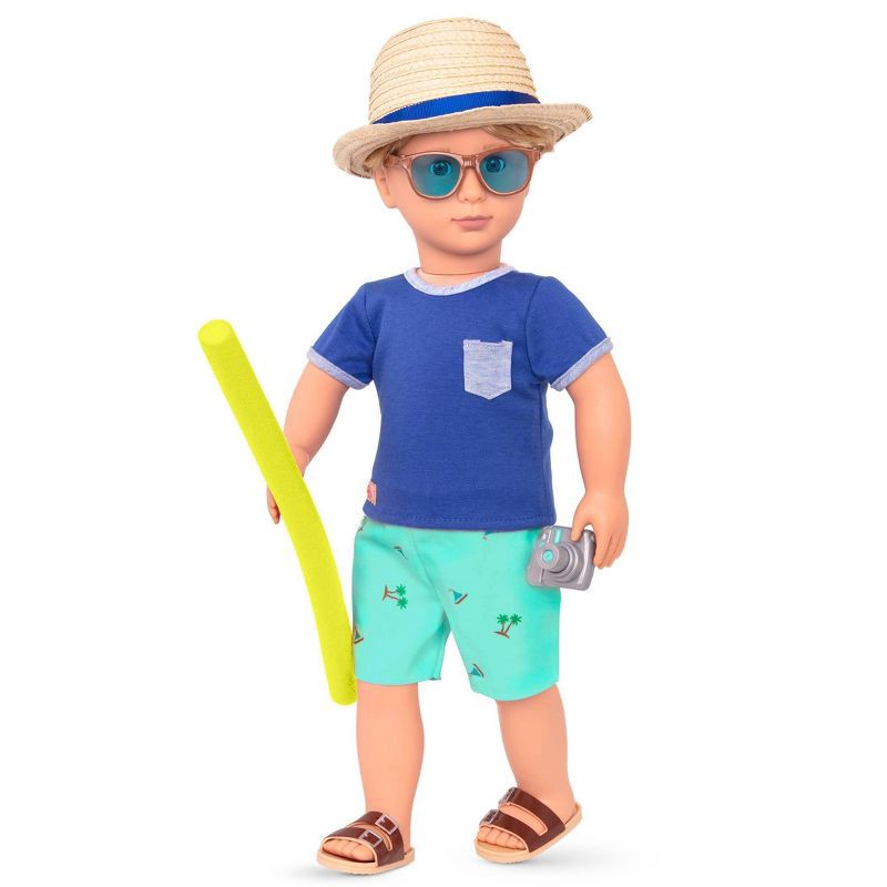 slide 2 of 4, Our Generation 18" Boy Doll Swimsuit Outfit with Pool Noodle - By the Beach, 1 ct