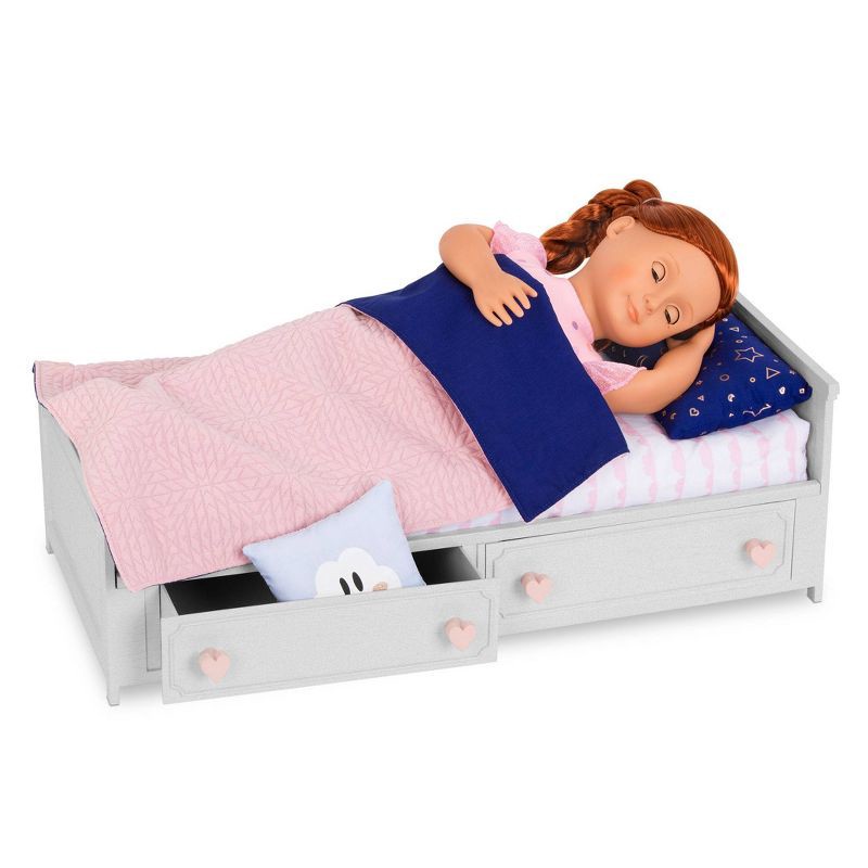 slide 3 of 4, Our Generation Starry Slumbers Platform Bed Furniture Accessory Set for 18" Dolls, 1 ct