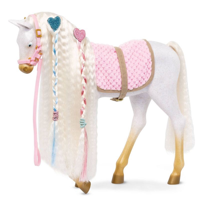 slide 2 of 7, Our Generation 12" Hair Play Foal - Glitter & Hearts Andalusian Horse in White, 1 ct