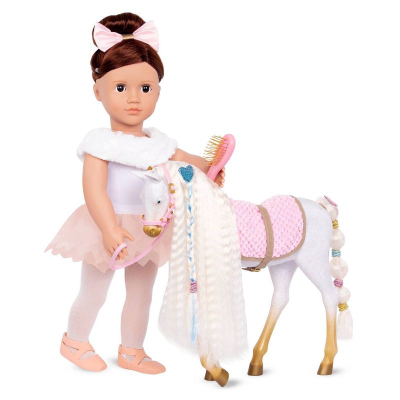 slide 3 of 7, Our Generation 12" Hair Play Foal - Glitter & Hearts Andalusian Horse in White, 1 ct