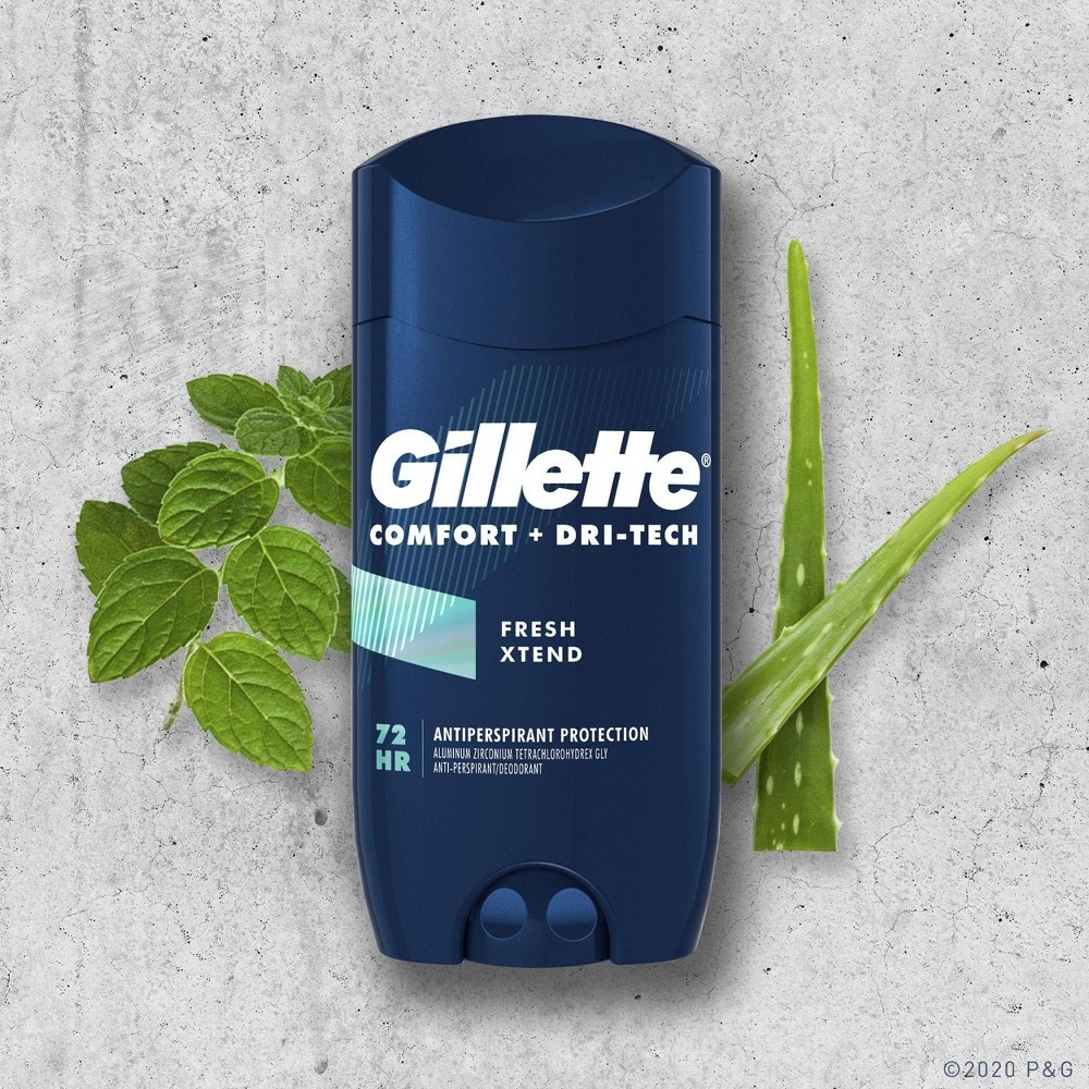 slide 3 of 6, Gillette Comfort + DriTech Men's Antiperspirant Deodorant Invisible Solid Fresh Xtend, 3.4 oz