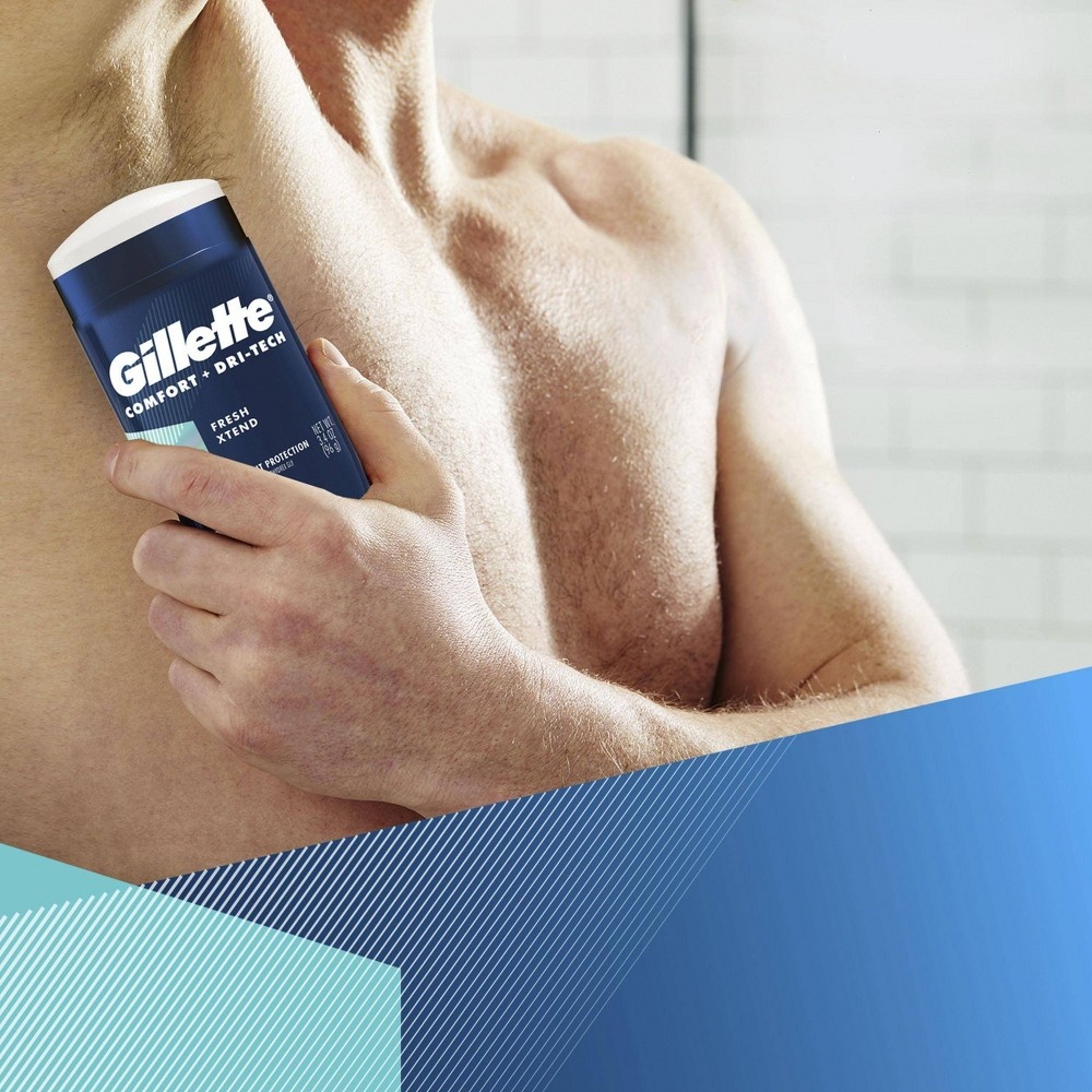 slide 4 of 6, Gillette Comfort + DriTech Men's Antiperspirant Deodorant Invisible Solid Fresh Xtend, 3.4 oz