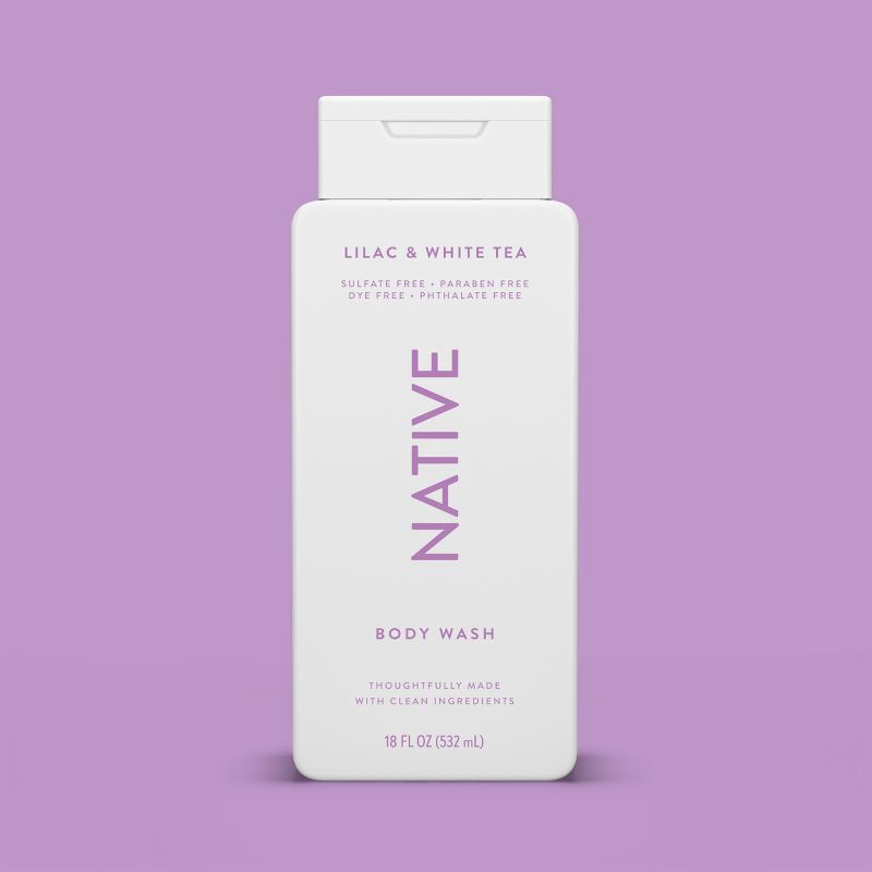 slide 8 of 10, Native Body Wash for Women & Men - Lilac & White Tea - Sulfate Free - 18 fl oz, 18 fl oz