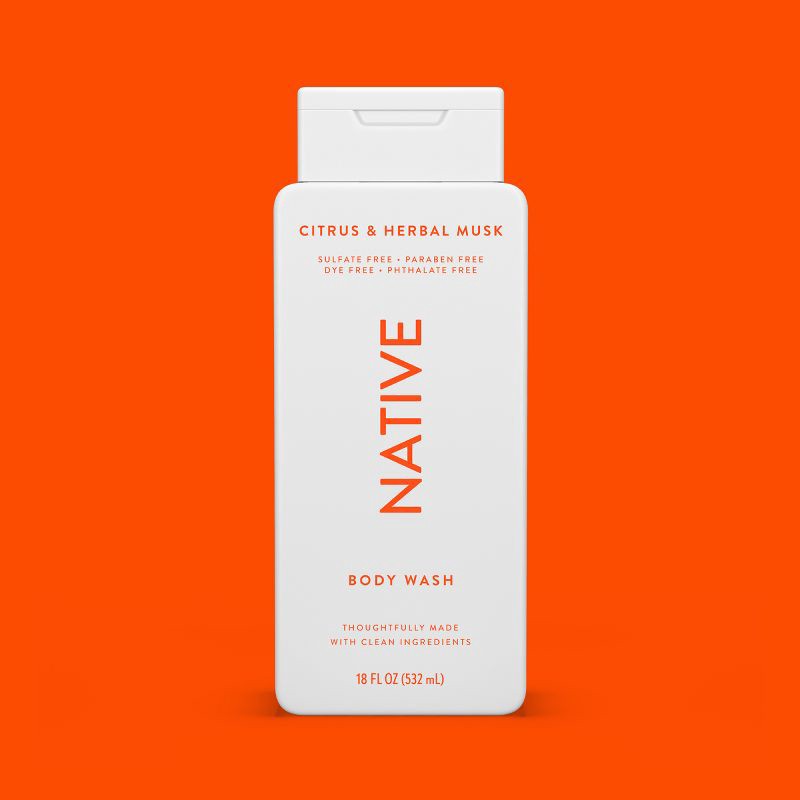 slide 8 of 10, Native Body Wash for Men & Women - Citrus & Herbal Musk - Sulfate Free - 18 fl oz, 18 fl oz