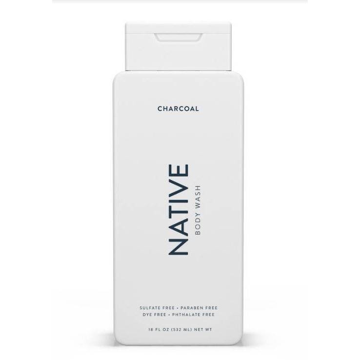 slide 1 of 5, Native Charcoal Body Wash, 18 oz