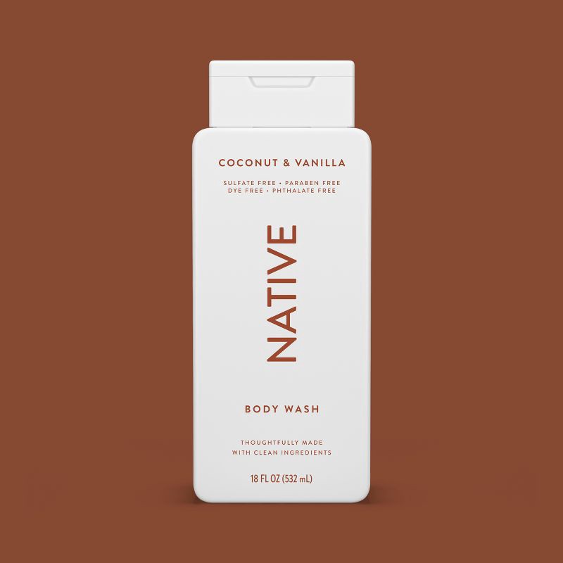 slide 8 of 10, Native Sulfate Free Body Wash - Coconut & Vanilla - 18 fl oz, 18 fl oz