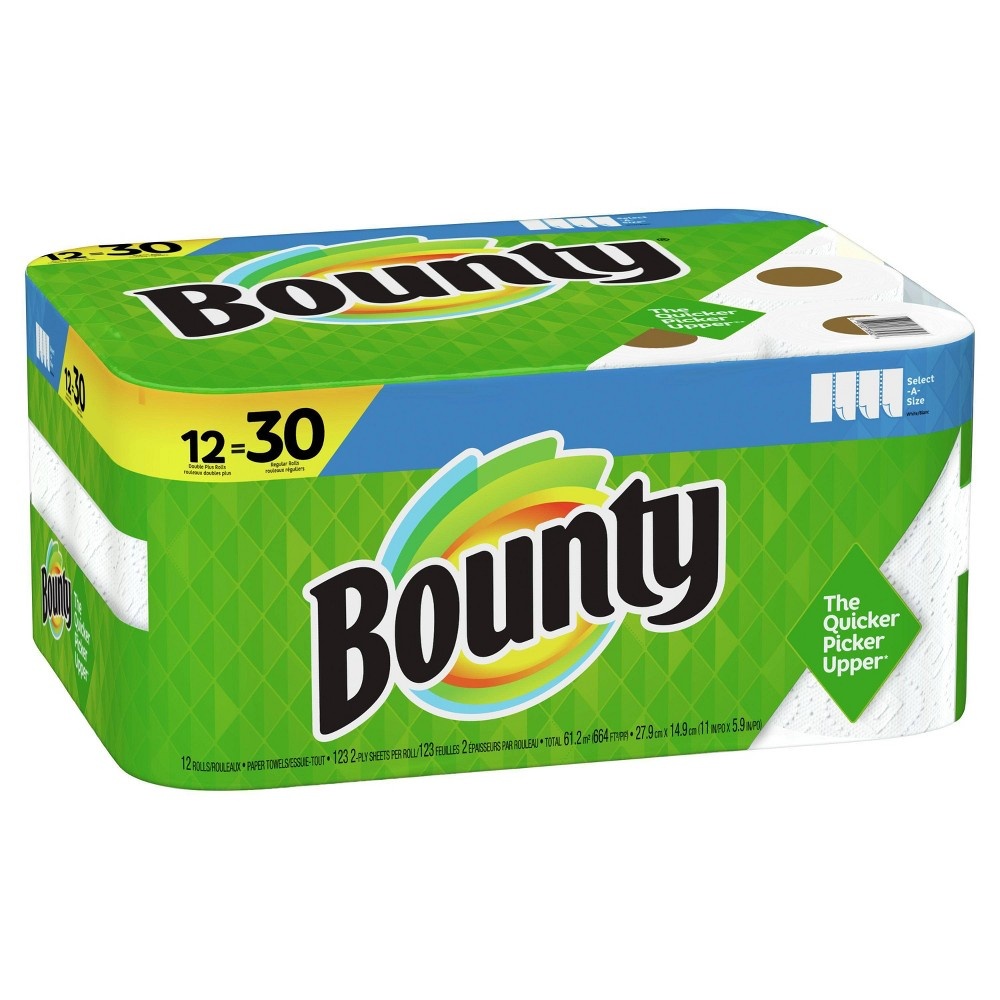 slide 3 of 5, Bounty Select-A-Size Paper Towels - 12 Double Plus Rolls, 1 ct