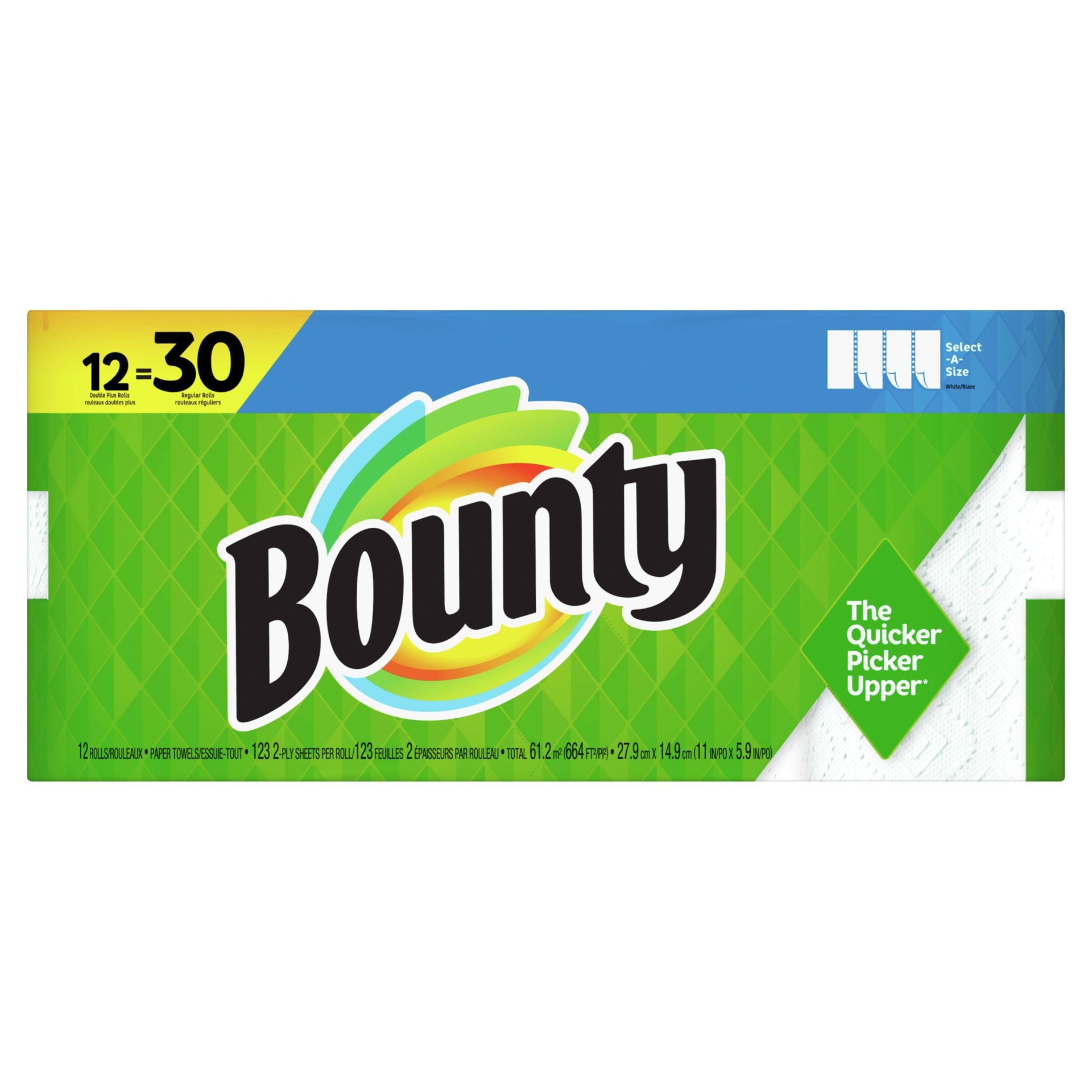 slide 1 of 5, Bounty Select-A-Size Paper Towels - 12 Double Plus Rolls, 1 ct