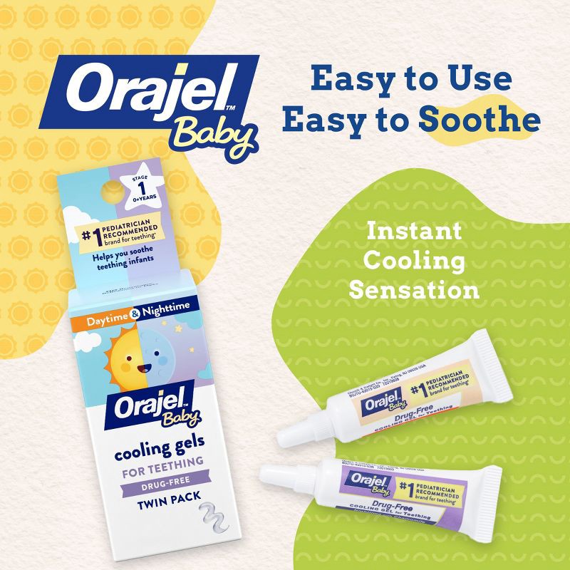 slide 3 of 10, Orajel Baby Daytime & Nighttime Cooling Gels for Teething - 0.36oz, 0.36 oz