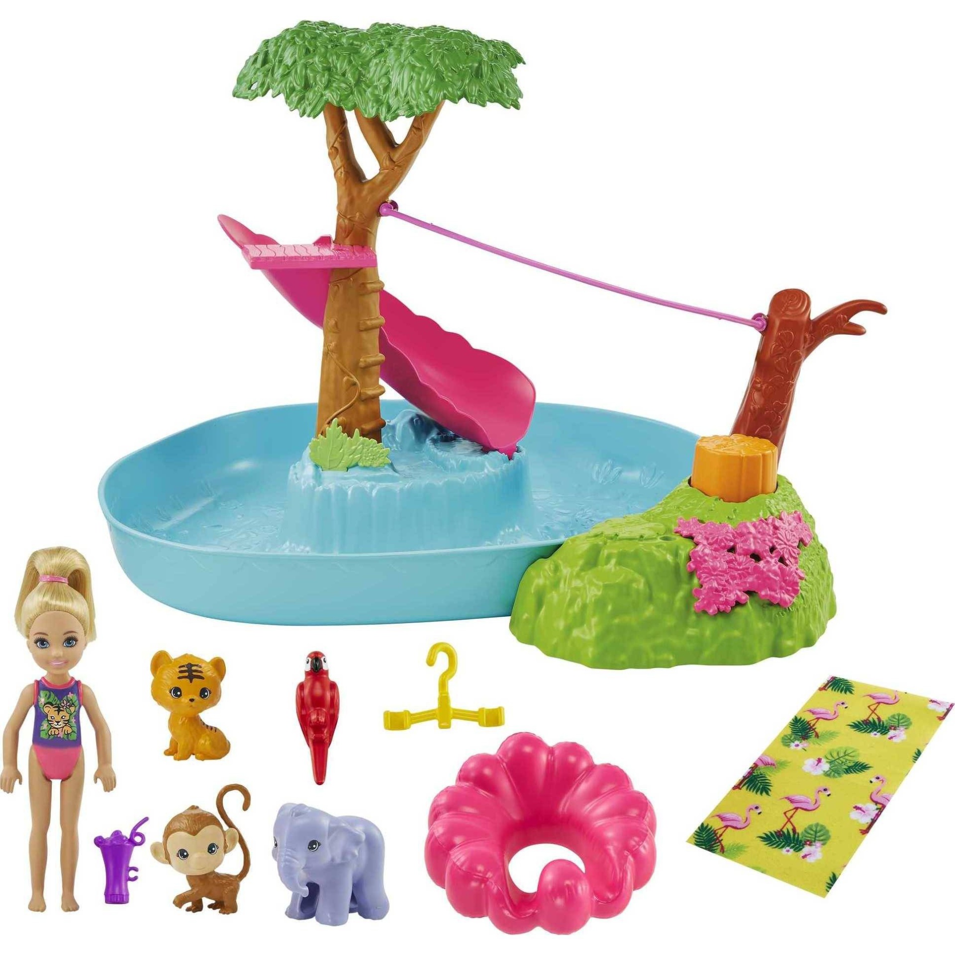 slide 1 of 6, Barbie and Chelsea the Lost Birthday Splashtastic Pool Surprise Playset, 1 ct