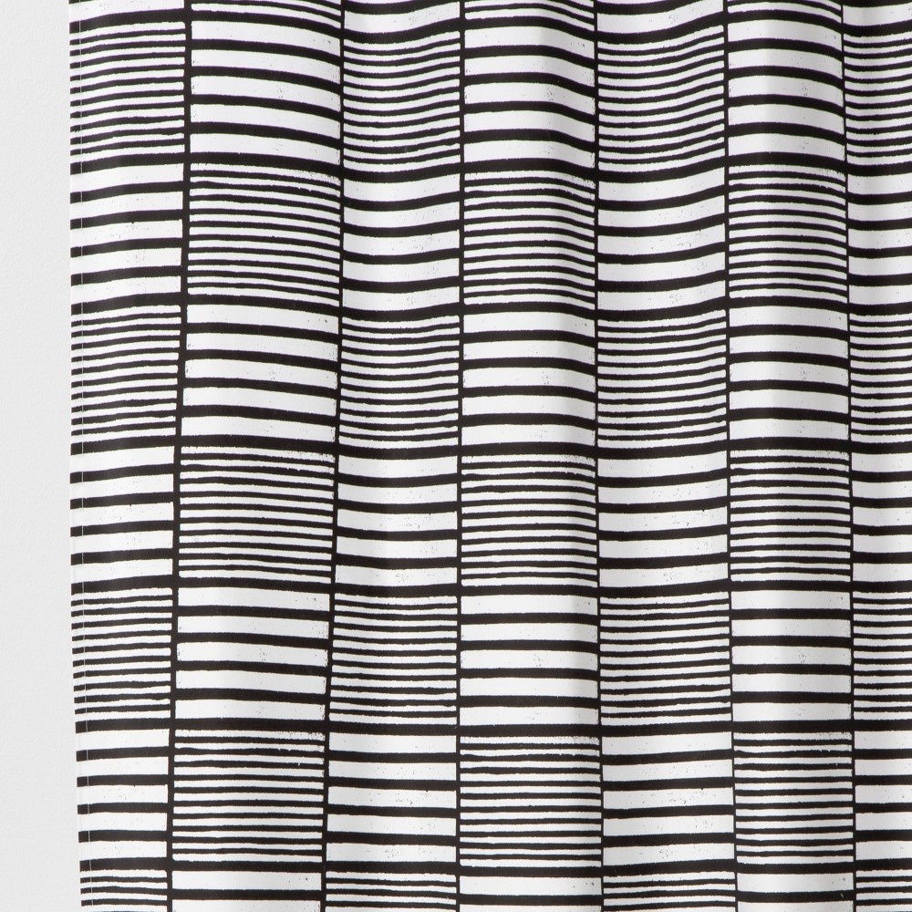 slide 2 of 2, Colorblock Stripe Shower Curtain Black/White - Room Essentials, 1 ct