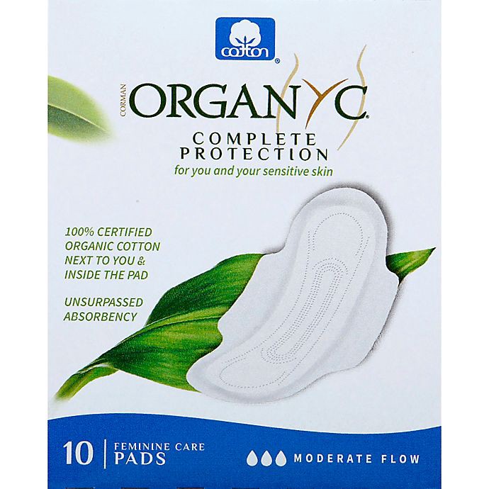 slide 2 of 4, Organyc Moderate Flow Sensitive Skins Pads, 10 ct