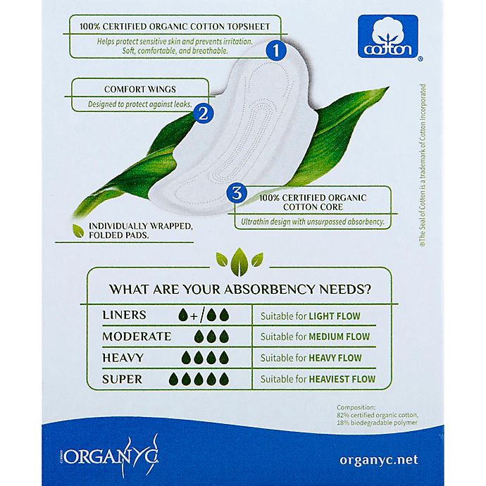 slide 4 of 4, Organyc Moderate Flow Sensitive Skins Pads, 10 ct