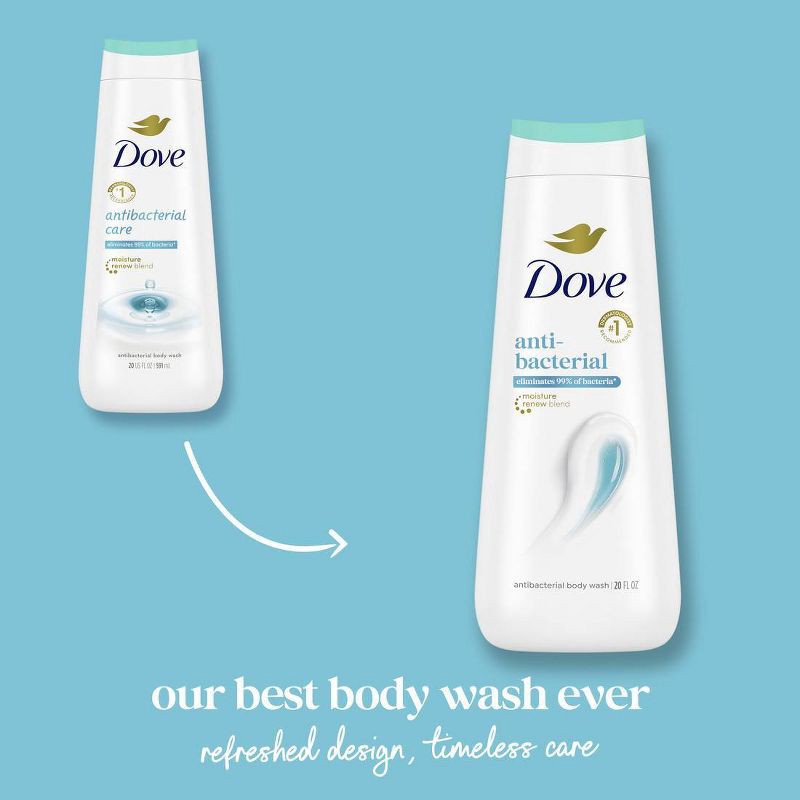 slide 3 of 12, Dove Beauty Dove Body Wash Antibacterial Care, Effectively Cleanses & Eliminates 99% of Bacteria - 20 fl oz, 20 fl oz