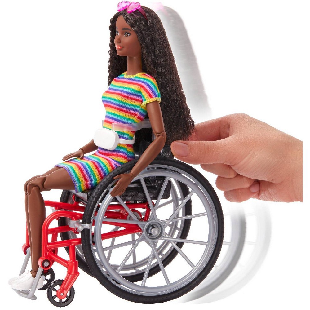 slide 3 of 6, Barbie Fashionistas Doll #166 with Wheelchair & Crimped Brunette Hair, 1 ct