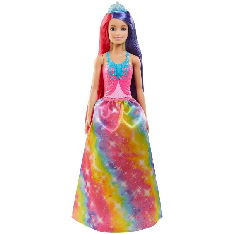 slide 1 of 6, ​Barbie Dreamtopia Royal Doll with Fantasy Hair and Rainbow Dress, 1 ct