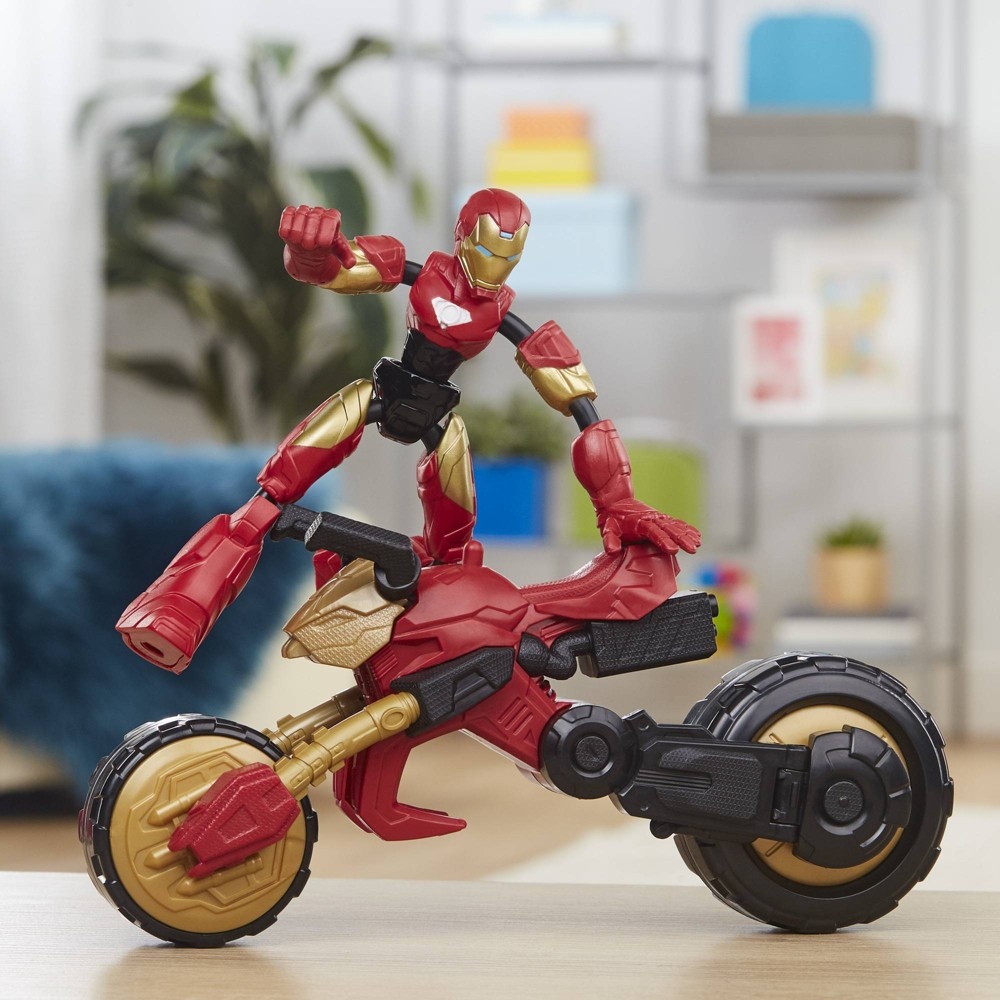 slide 3 of 8, Avengers Marvel Bend and Flex, Flex Rider Iron Man and 2-In-1 Motorcycle, 1 ct