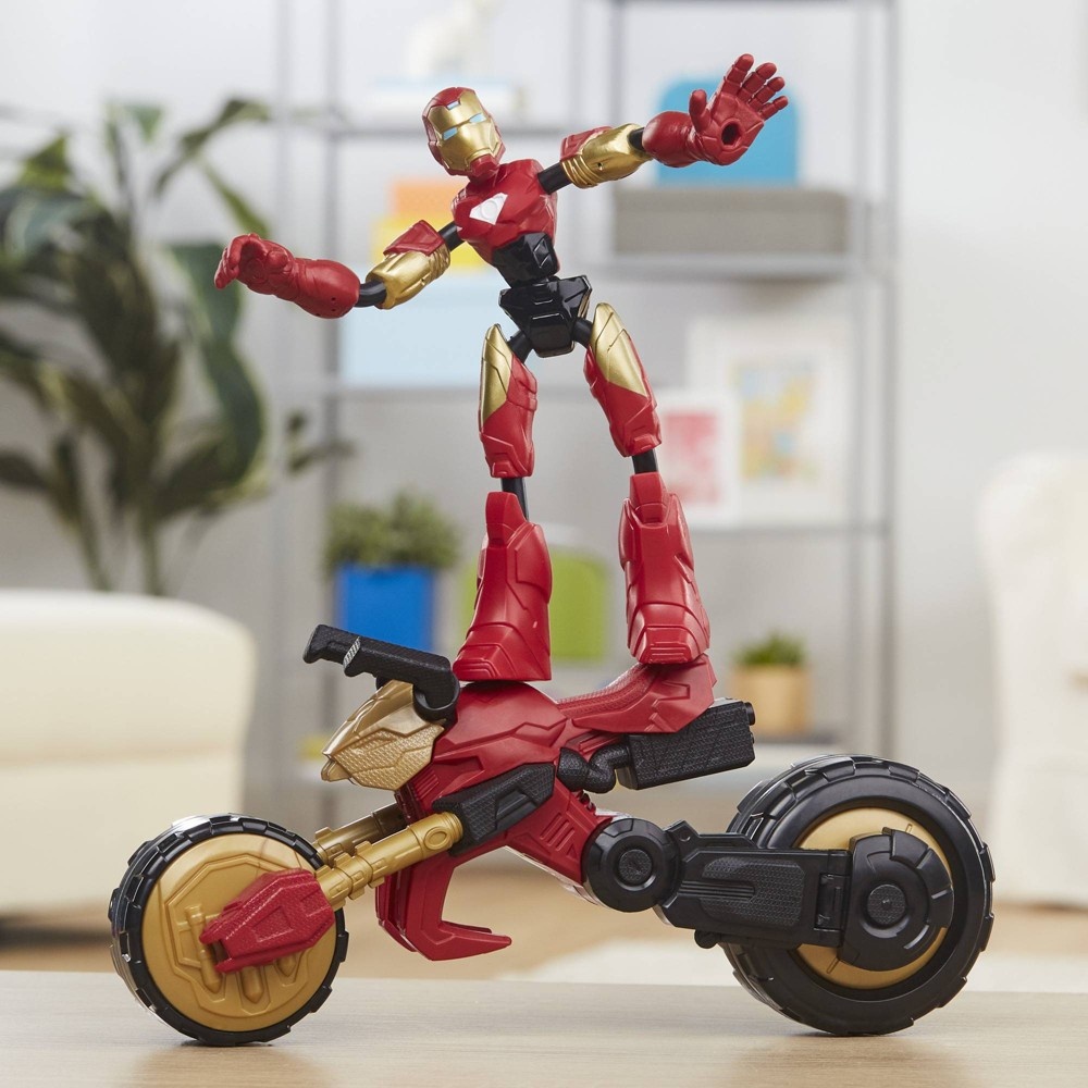 slide 7 of 8, Avengers Marvel Bend and Flex, Flex Rider Iron Man and 2-In-1 Motorcycle, 1 ct