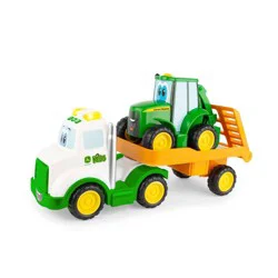 John Deere Farmin' Friends Hauling Set: Plastic Toy Vehicles with Truck, 3 Pieces