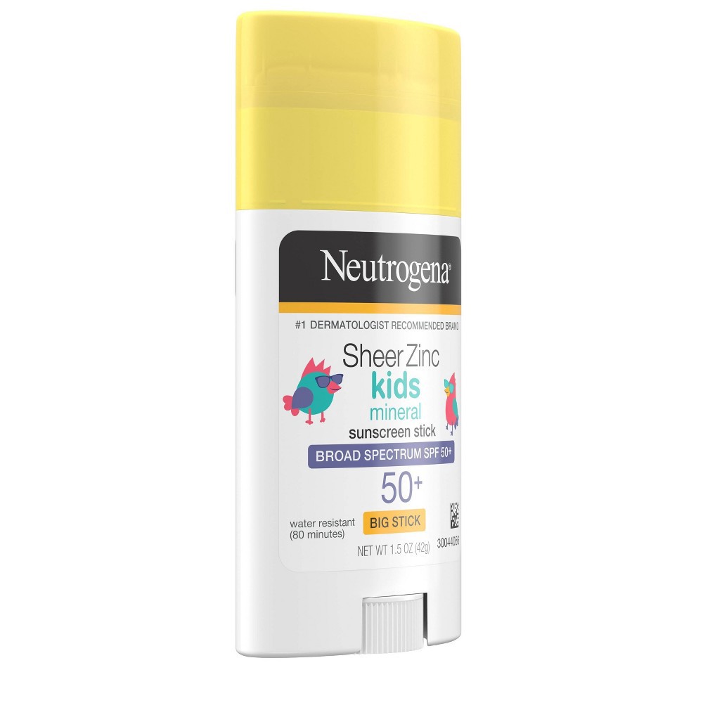 slide 6 of 9, Neutrogena Sheer Zinc Kids Mineral Sunscreen Stick SPF 50+ Fragrance Free, 1.5 oz