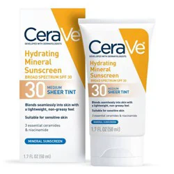 CeraVe Hydrating Mineral Tinted Face Sunscreen Lotion - SPF 30 - Medium - 1.7 fl oz