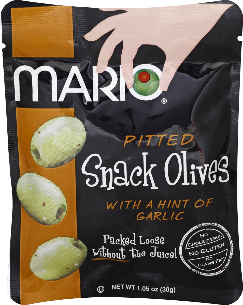 slide 2 of 2, Mario Pitted Olive Snacks, 15 oz