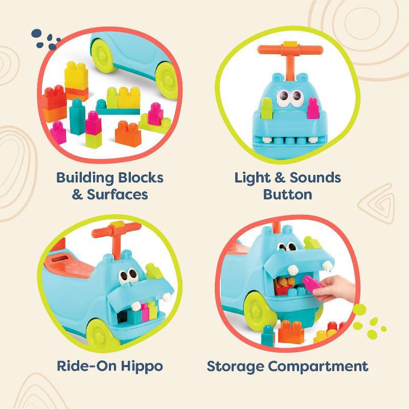 slide 3 of 7, B. toys Ride On Toy with Blocks - Ride & Chomp: Educational Kids Pedal and Push Vehicle, 1 ct