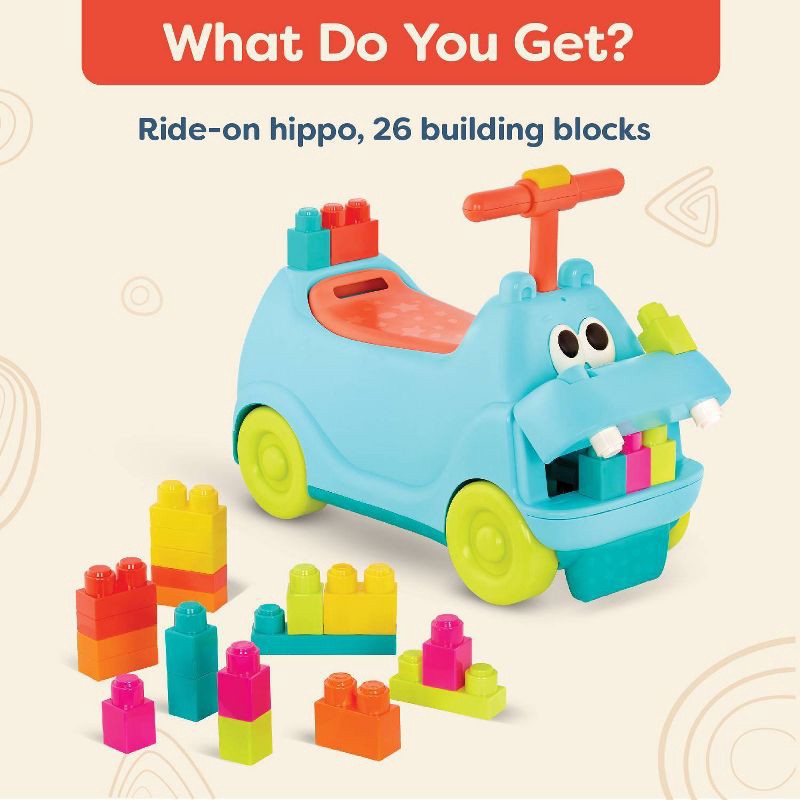 slide 4 of 7, B. toys Ride On Toy with Blocks - Ride & Chomp: Educational Kids Pedal and Push Vehicle, 1 ct