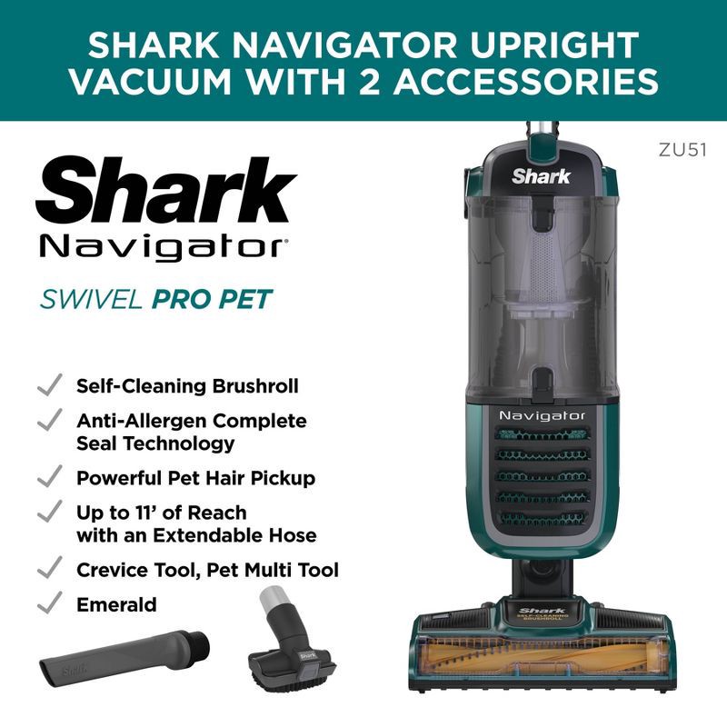 slide 11 of 11, Shark Navigator Swivel Pro Pet Upright Vacuum with Self-Cleaning Brushroll - ZU51, 1 ct