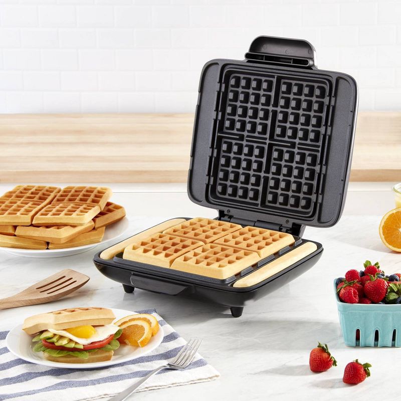 slide 3 of 15, Dash No-Drip Nonstick Belgian Waffle Maker - Graphite: Aluminum & Plastic, 1200W, Nonstick Surface, 99 sq in Grill Area, 1 ct