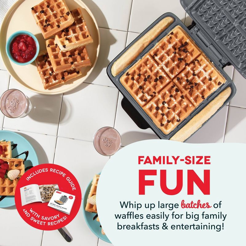 slide 6 of 7, Dash No-Drip Nonstick Belgian Waffle Maker - Graphite: Aluminum & Plastic, 1200W, Nonstick Surface, 99 sq in Grill Area, 1 ct