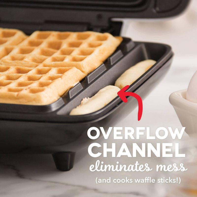 slide 9 of 15, Dash No-Drip Nonstick Belgian Waffle Maker - Graphite: Aluminum & Plastic, 1200W, Nonstick Surface, 99 sq in Grill Area, 1 ct