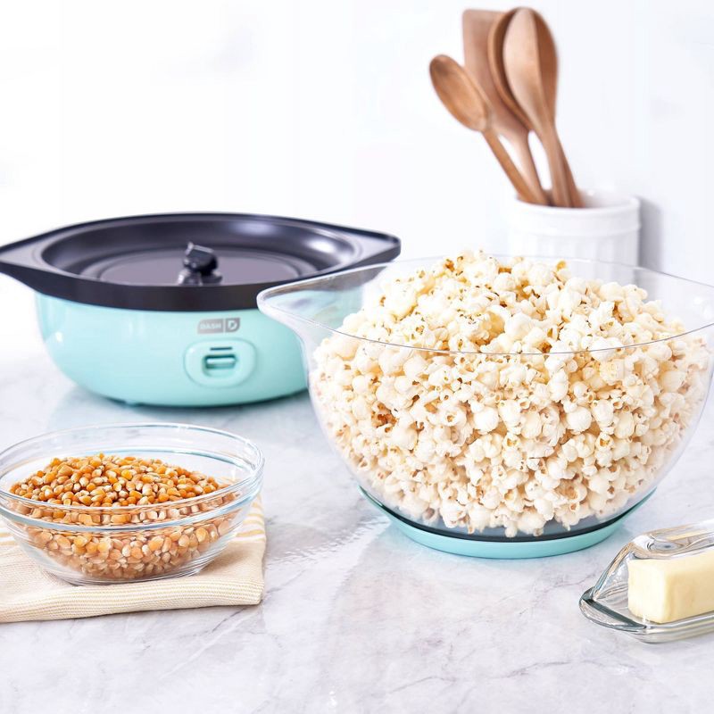 slide 2 of 11, Dash 6qt SmartStore Stirring Popcorn Maker - Aqua: Electric Popcorn Popper, 850W, Hand Wash, 1-Year Warranty, 6 qt