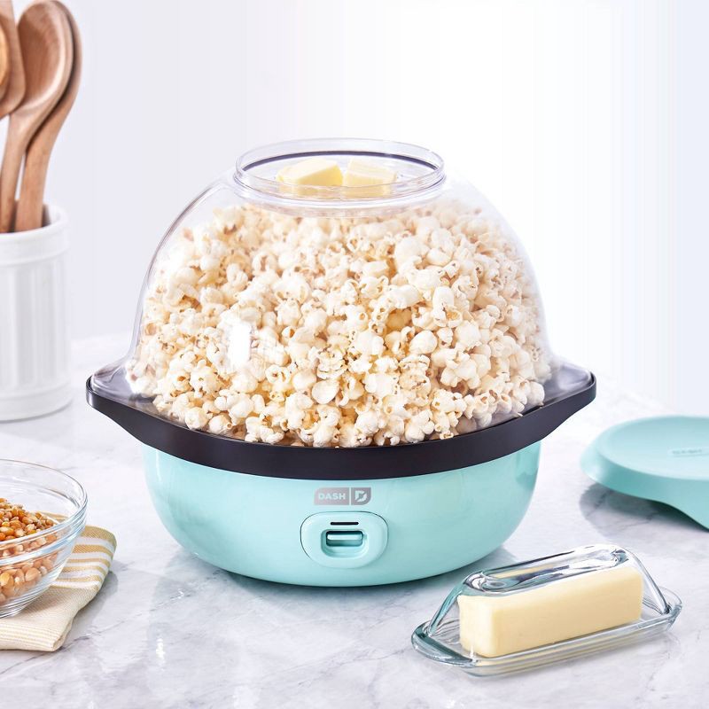 slide 3 of 7, Dash 6qt SmartStore Stirring Popcorn Maker - Aqua, 6 qt