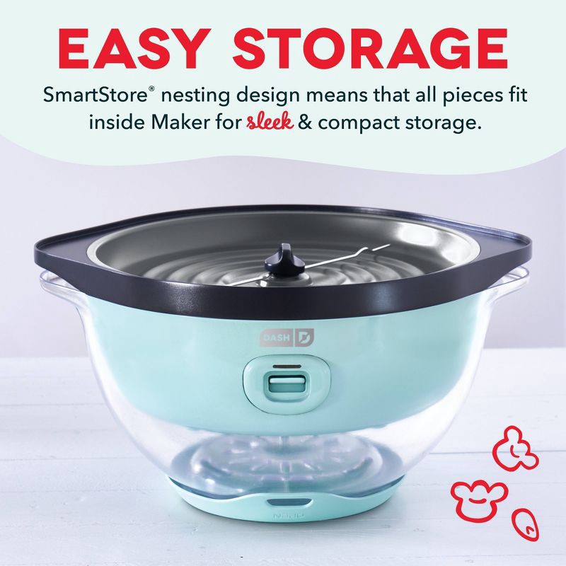 slide 5 of 7, Dash 6qt SmartStore Stirring Popcorn Maker - Aqua: Electric Popcorn Popper, 850W, Hand Wash, 1-Year Warranty, 6 qt
