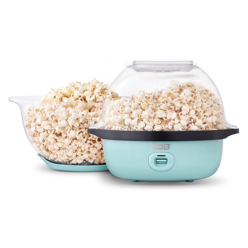 slide 1 of 5, Dash 6qt SmartStore Stirring Popcorn Maker - Aqua: Electric Popcorn Popper, 850W, Hand Wash, 1-Year Warranty, 6 qt