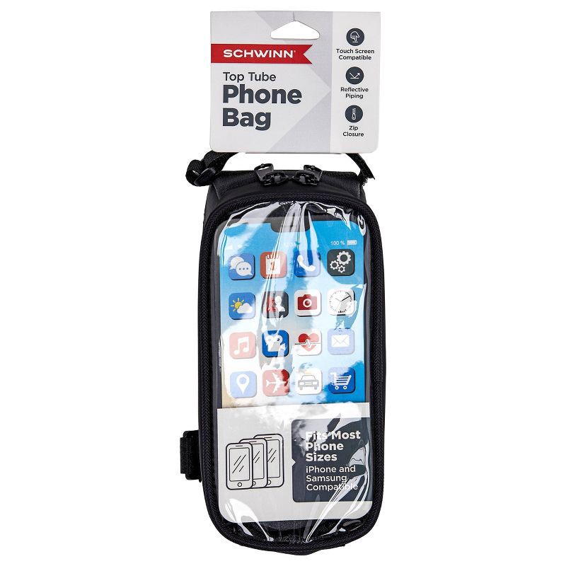 slide 1 of 3, Schwinn Top Tube Bike Phone Bag - Black, 1 ct