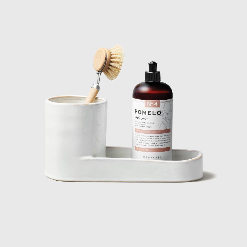 slide 5 of 6, Hearth & Hand with Magnolia Stoneware Kitchen Sink Caddy Sour Cream - Hearth & Hand™ with Magnolia: Glazed Utensil & Sponge Organizer, 1 ct