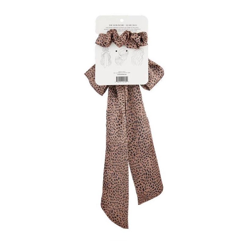 slide 2 of 4, Kristin Ess Scrunchie + Scarf Set - Cheetah, 1 ct