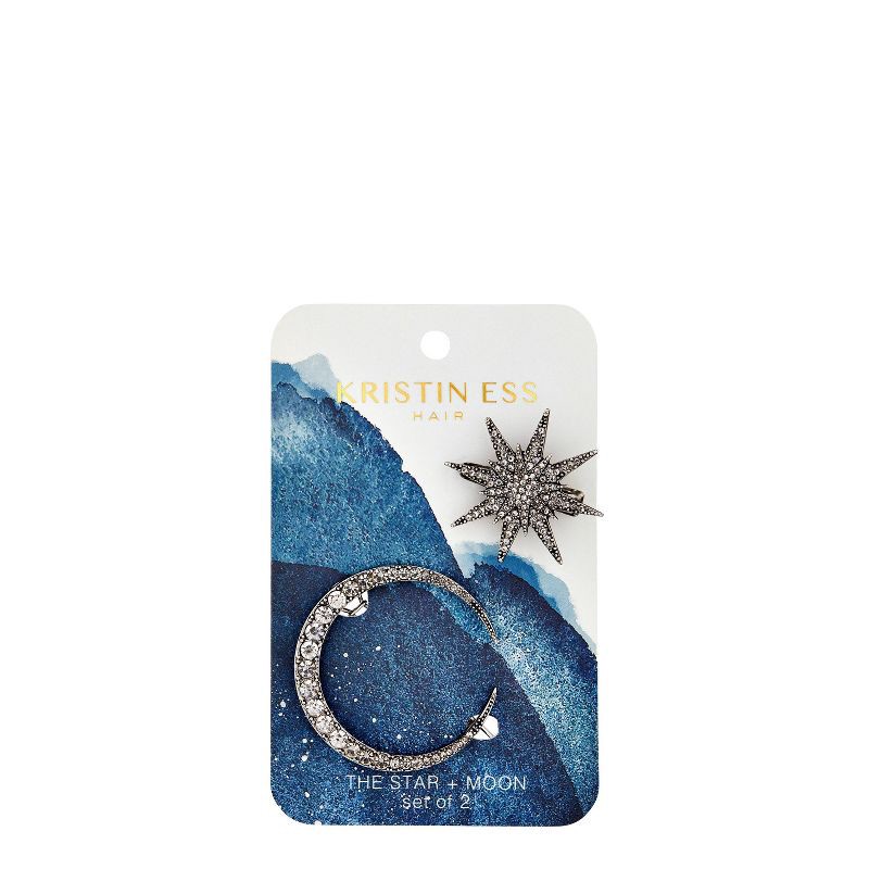 slide 1 of 10, Kristin Ess Star and Moon Clip Set - 2pk, 2 ct