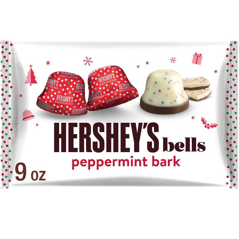 slide 5 of 8, HERSHEY's Christmas Peppermint Bark Bells Candy - 9oz, 9 oz