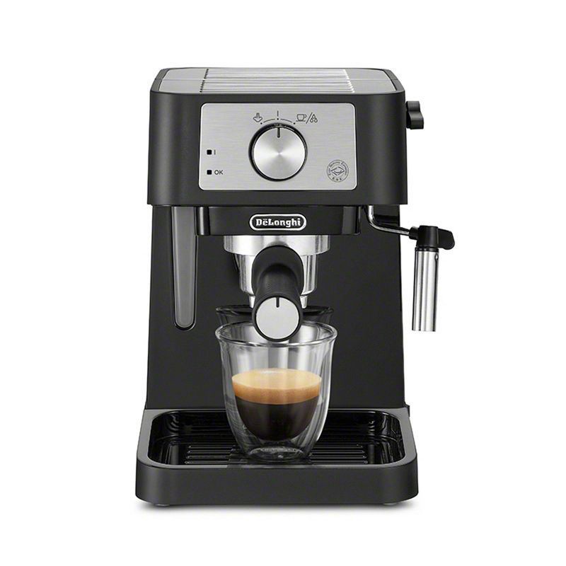 slide 2 of 9, Stilosa Espresso Machine by Delonghi - EC260BK: 15-Bar Pressure, Frothing Wand, Removable Water Reservoir, Dishwasher-Safe Parts, 1 ct