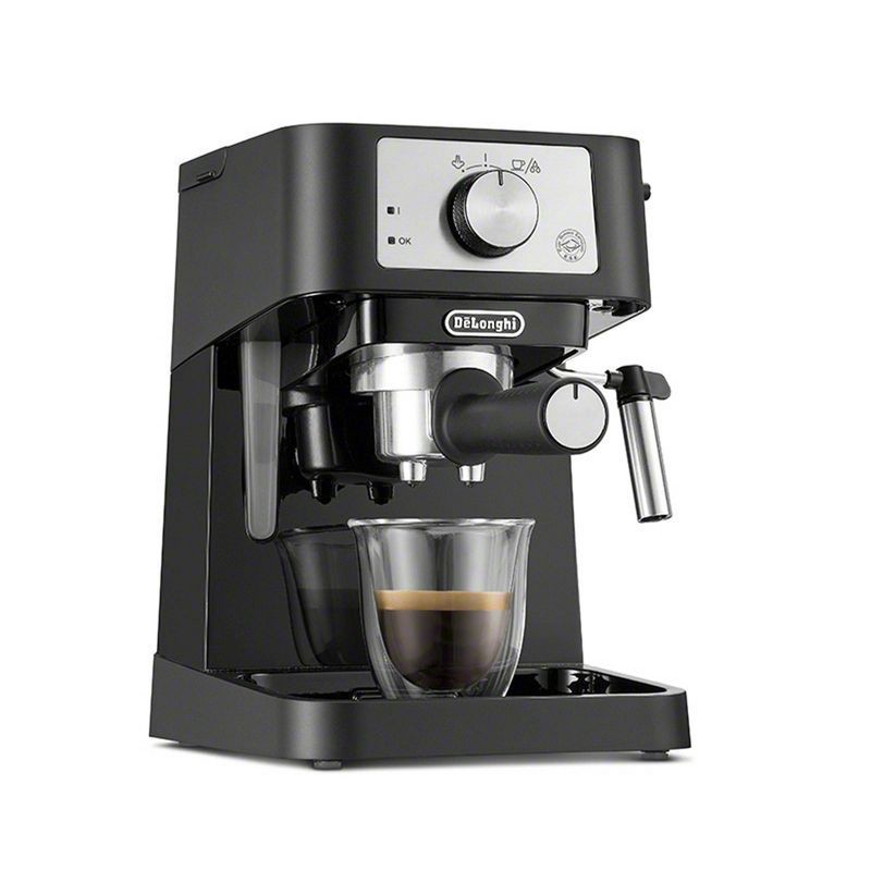 slide 1 of 9, Stilosa Espresso Machine by Delonghi - EC260BK: 15-Bar Pressure, Frothing Wand, Removable Water Reservoir, Dishwasher-Safe Parts, 1 ct