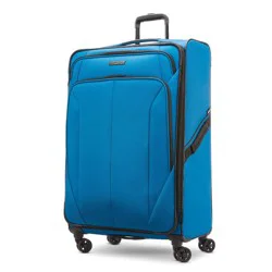 American Tourister Phenom Softside Large Checked Spinner Suitcase - Blue: 4-Wheel Travel Bag