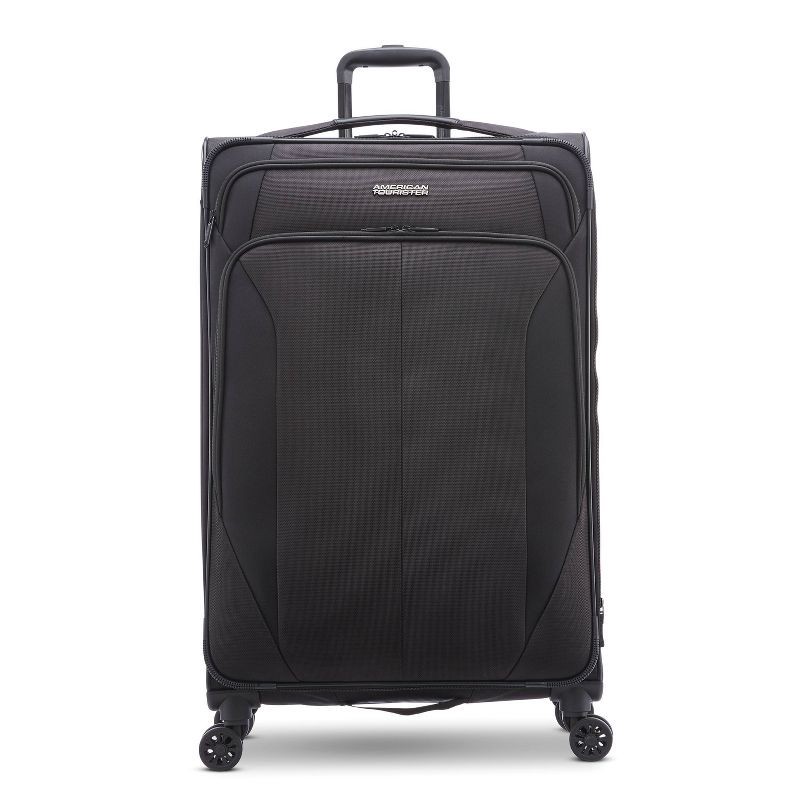 slide 3 of 10, American Tourister Phenom Softside Large Checked Spinner Suitcase - Black: Medium Spinner Luggage, 1 ct
