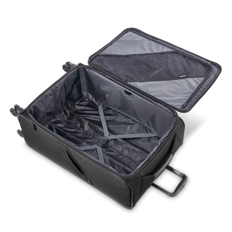 slide 8 of 10, American Tourister Phenom Softside Large Checked Spinner Suitcase - Black: Medium Spinner Luggage, 1 ct