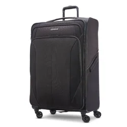 American Tourister Phenom Softside Large Checked Spinner Suitcase - Black: Medium Spinner Luggage