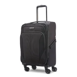 American Tourister Phenom Softside Carry On Spinner Suitcase - Black: 4 Wheels, Adjustable Handle